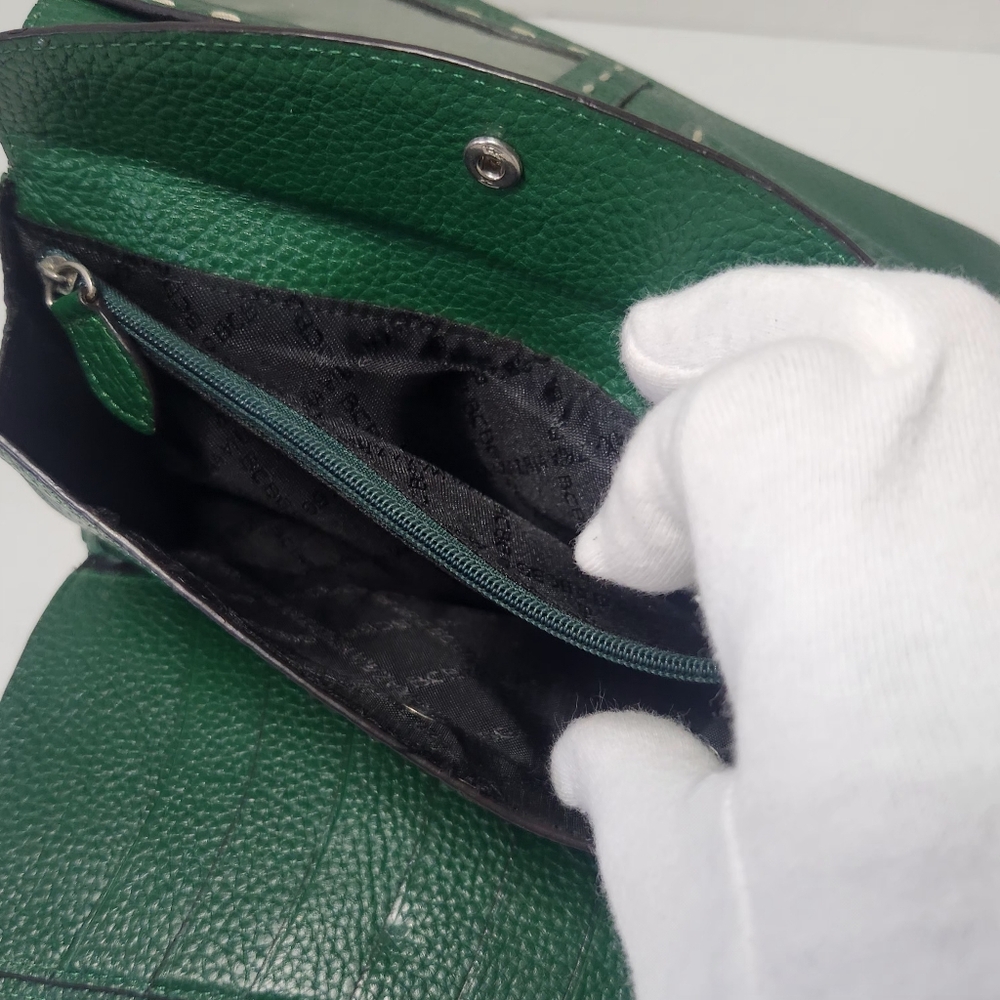 Bcbgmaxazria Large Green Leather Wallet - Picture 15 of 16